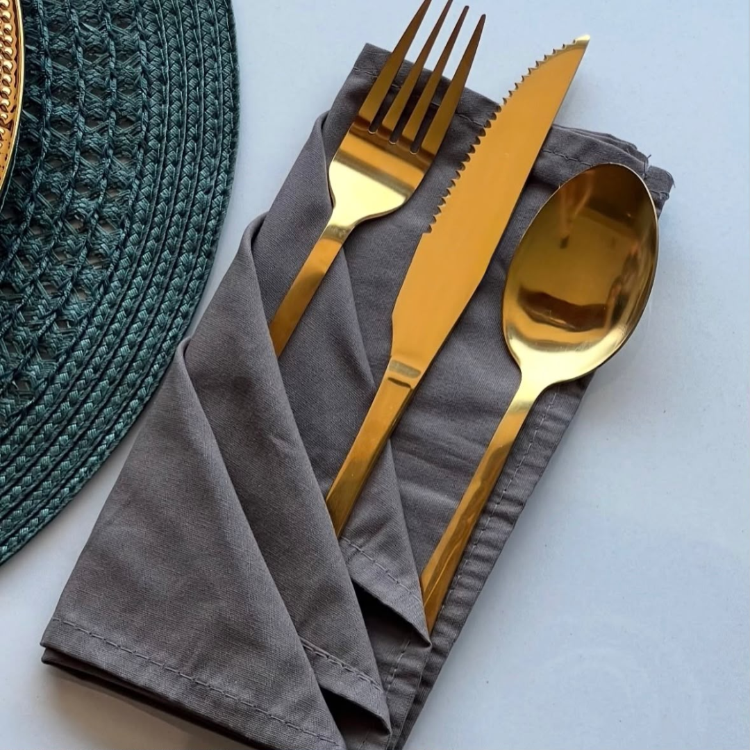 Maleta com 24 Peças Faqueiro Dourado