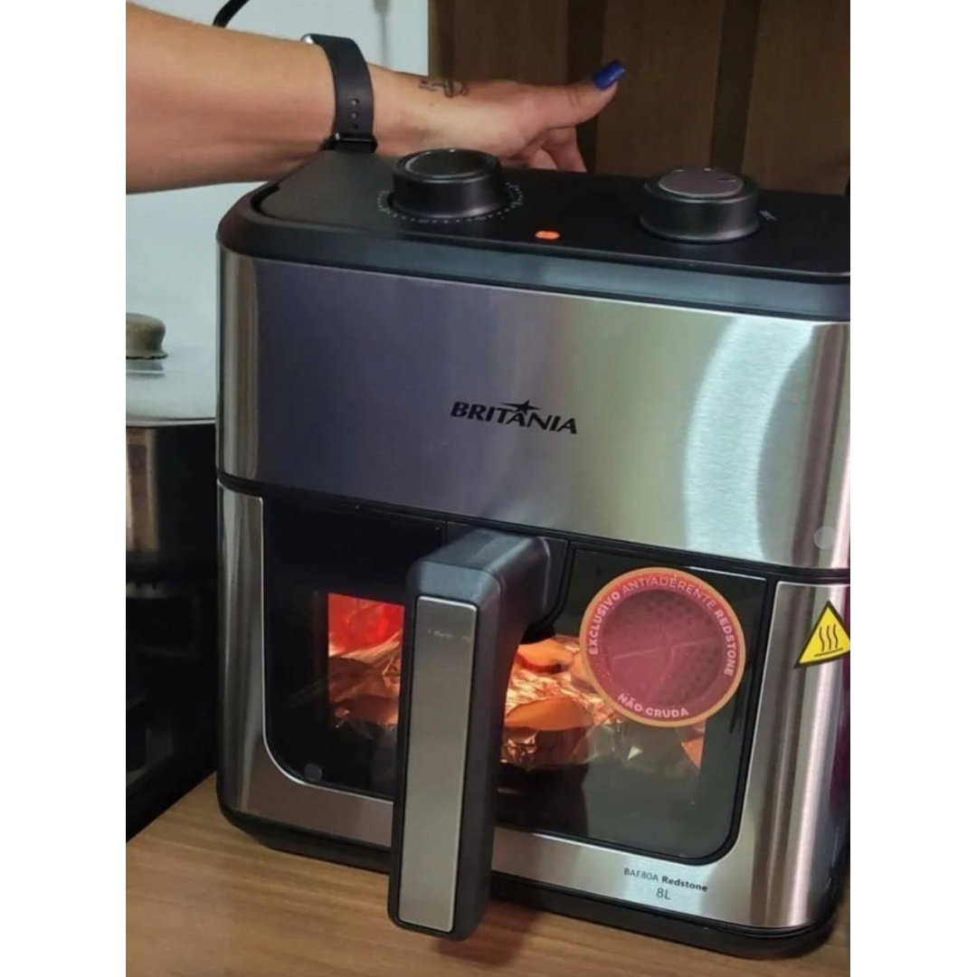 Air Fryer Britânia 8l Redstone Visor Glass Baf80a Preto 127v