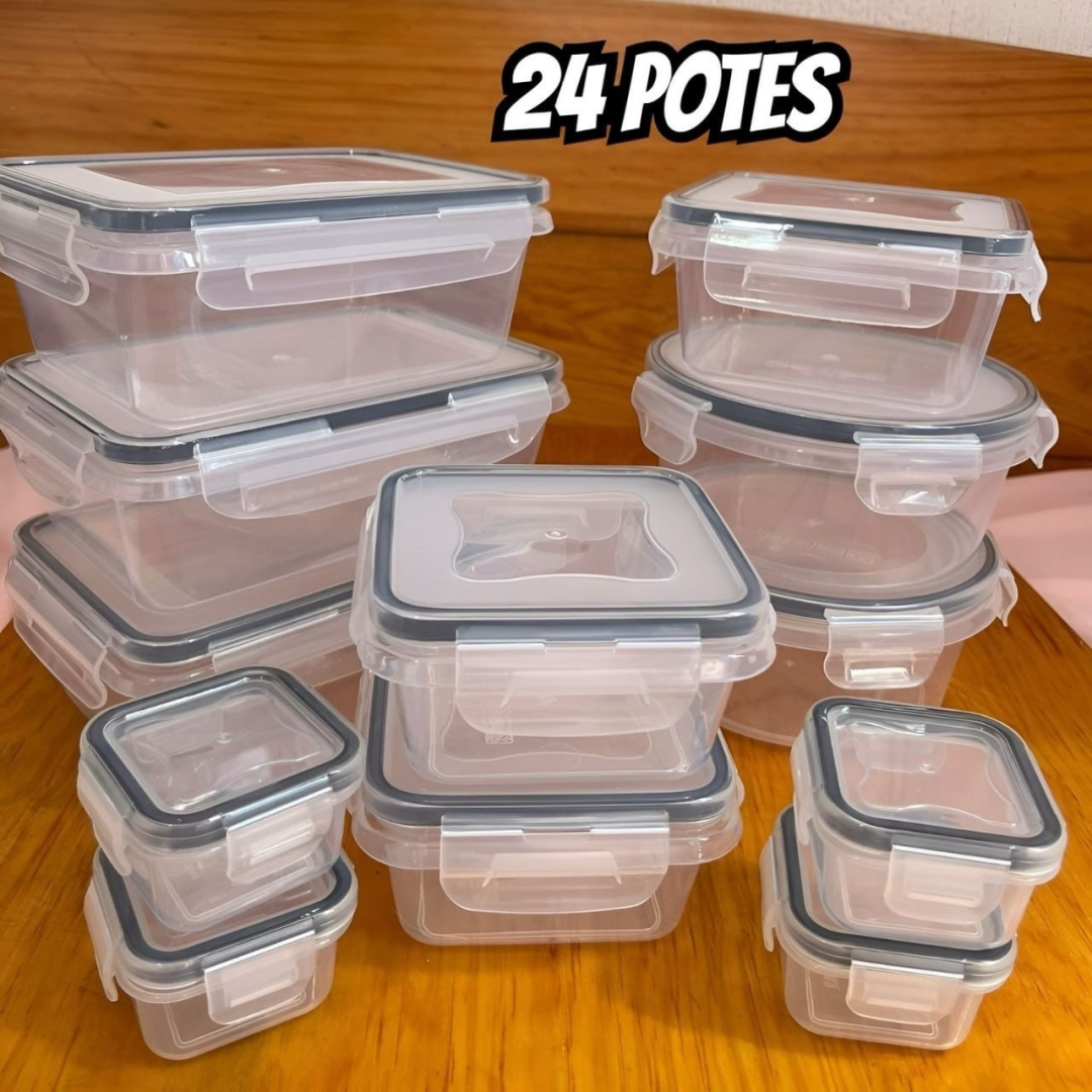 Conjunto 24 Potes Herméticos Croix Empilhavel Tampa E Trava! Cor Transparente