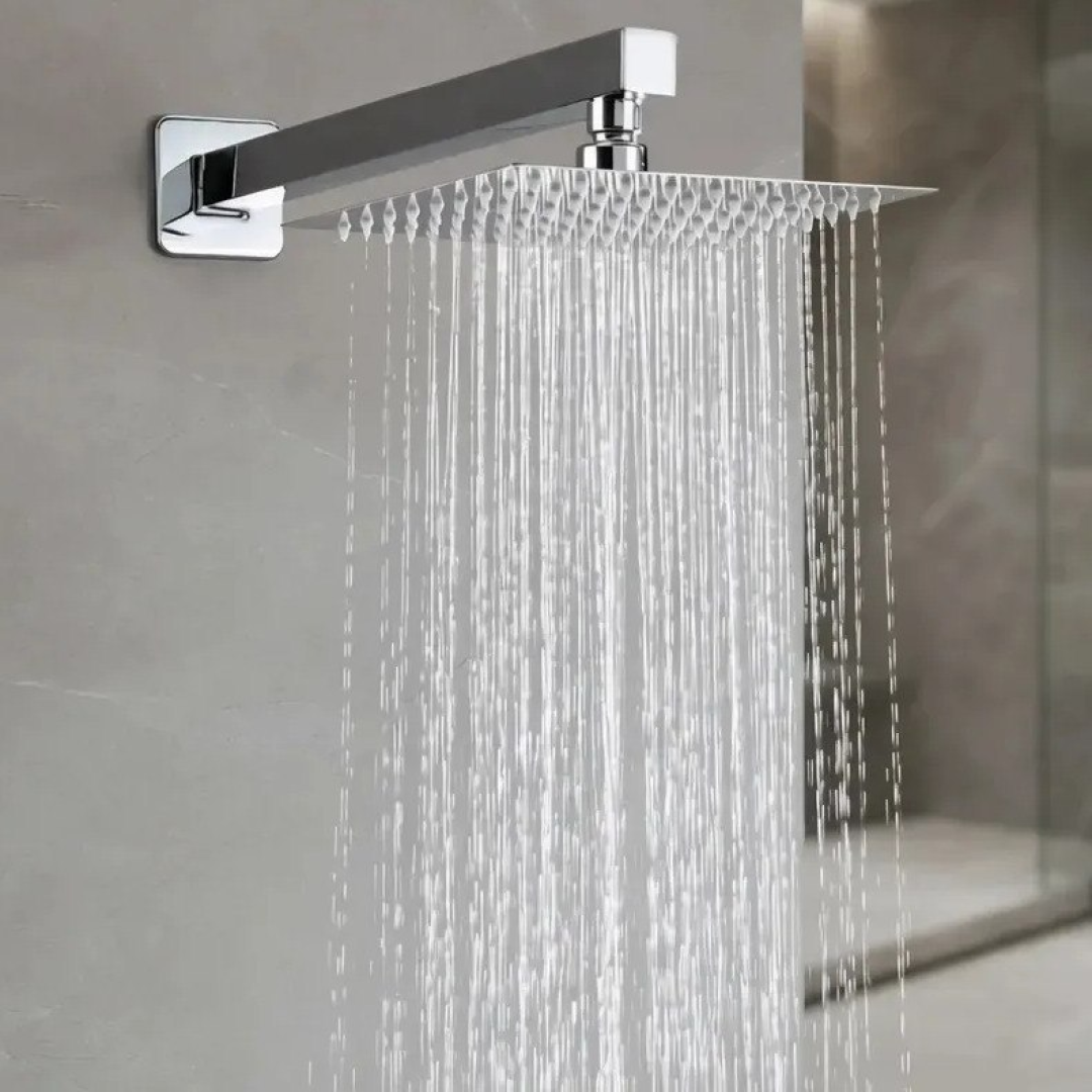 Chuveiro de Parede Quadrado 20cm Aço Inox Cromado Jato Chuva Ângulo Ajustável