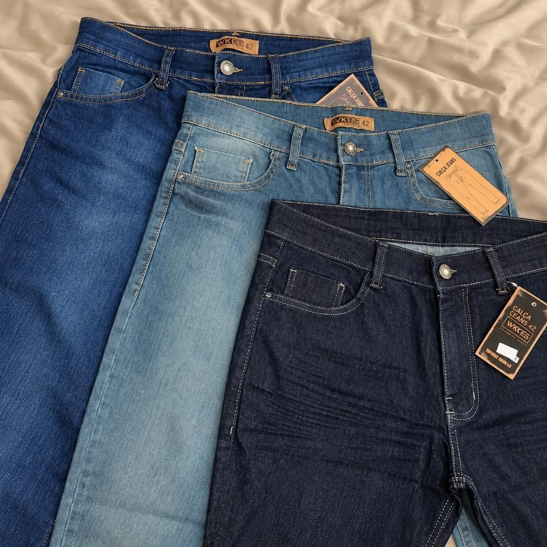 Kit com 3 Calças Jeans Slim Fit Lycra