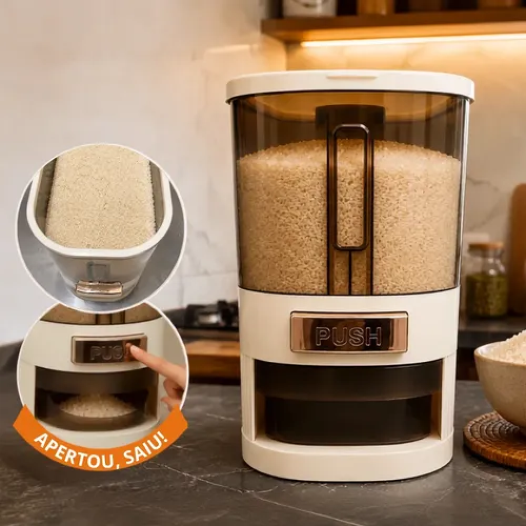 Dispenser De Alimentos organizador Grãos Arroz Cereais temperos dispensador de cozinha com copo medidor porta cereal organizado 5kg Dispense para a...