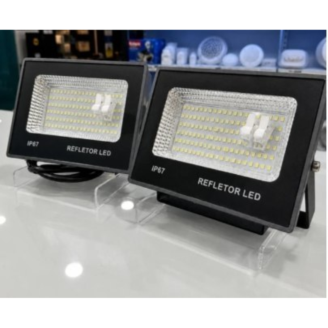 Kit 2 Refletor Super Led 400w Ip67 Holofote Bivolt Prova D'água Branco Frio 6500k Preto