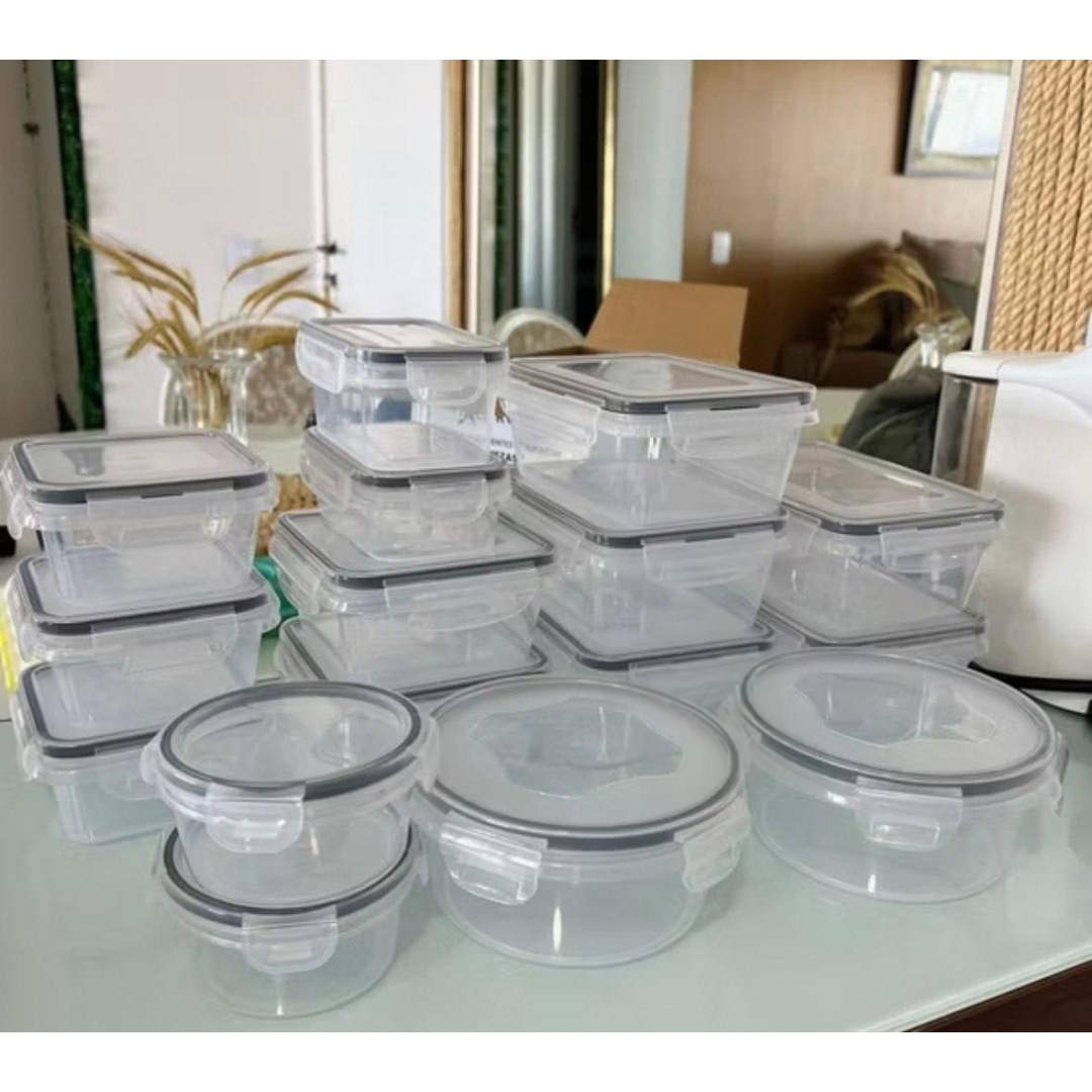 Conjunto 16 Potes Herméticos Croix Empilhavel Tampa E Trava Cor Transparente