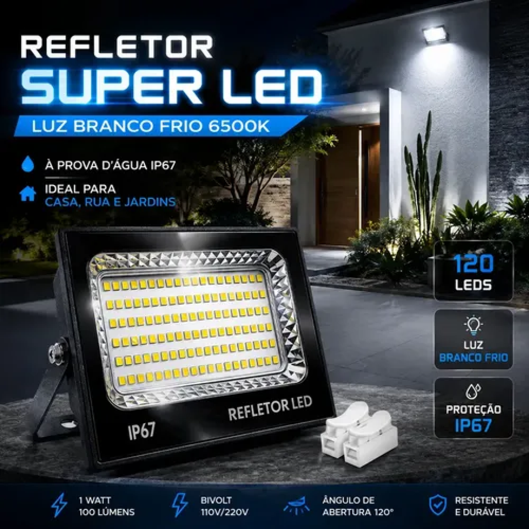 Kit com 2 Refletor Super Led 400w IP67 Holofote Bivolt Prova D'água