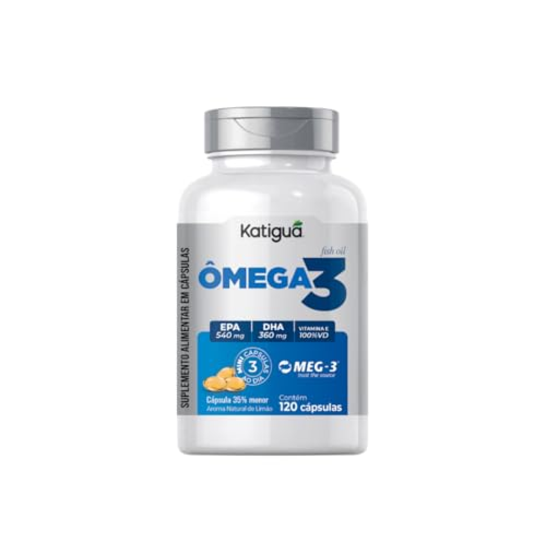 Katiguá, Ômega 3, MEG-3, EPA + DHA, 3000mg, Fish Oil, 120 Cápsulas Soft Gel 40 doses, Branco