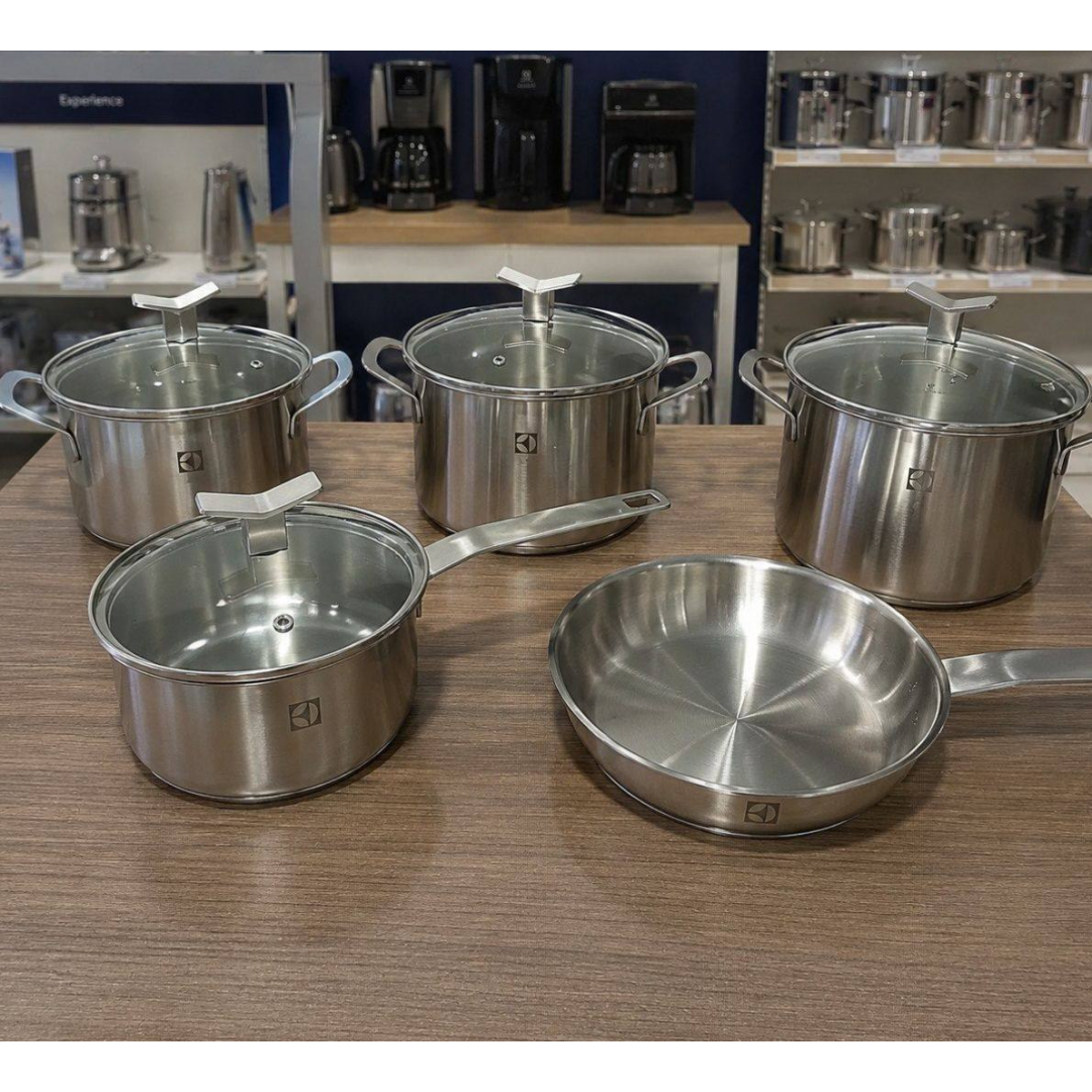 Jogo de Panelas Electrolux Inox com 5 Peças Design com Fundo Triplo