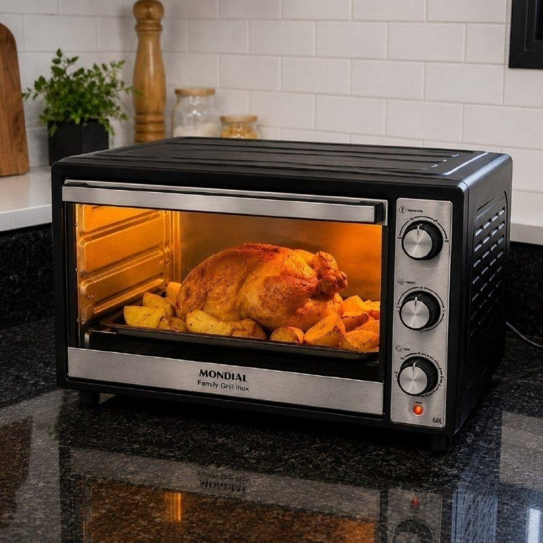 Forno Elétrico de Bancada Mondial 60 Litros FRN-60-BI Family Grill, 1800w