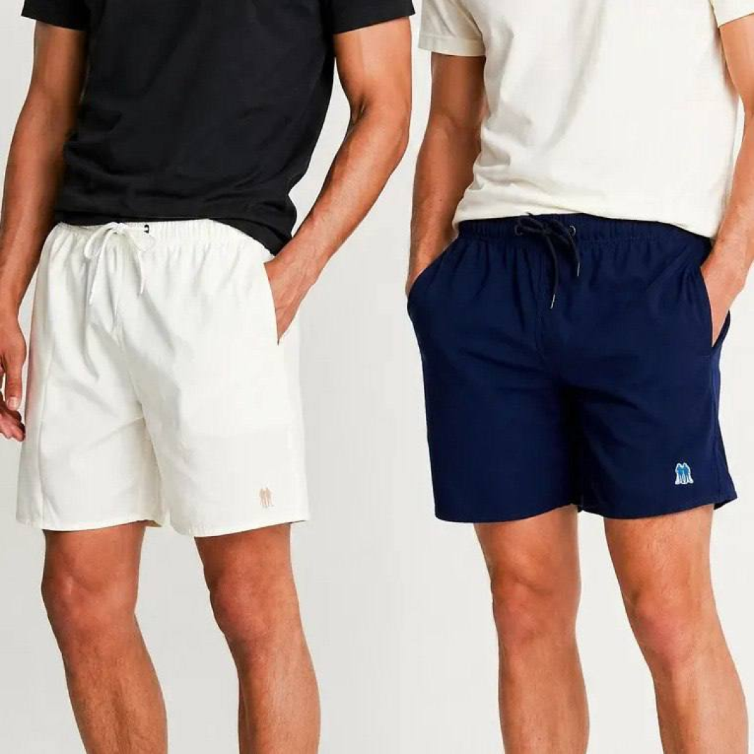 Kit 2 Shorts Vôlei Liso Polo Wear Sortido Branco / Azul Liso G