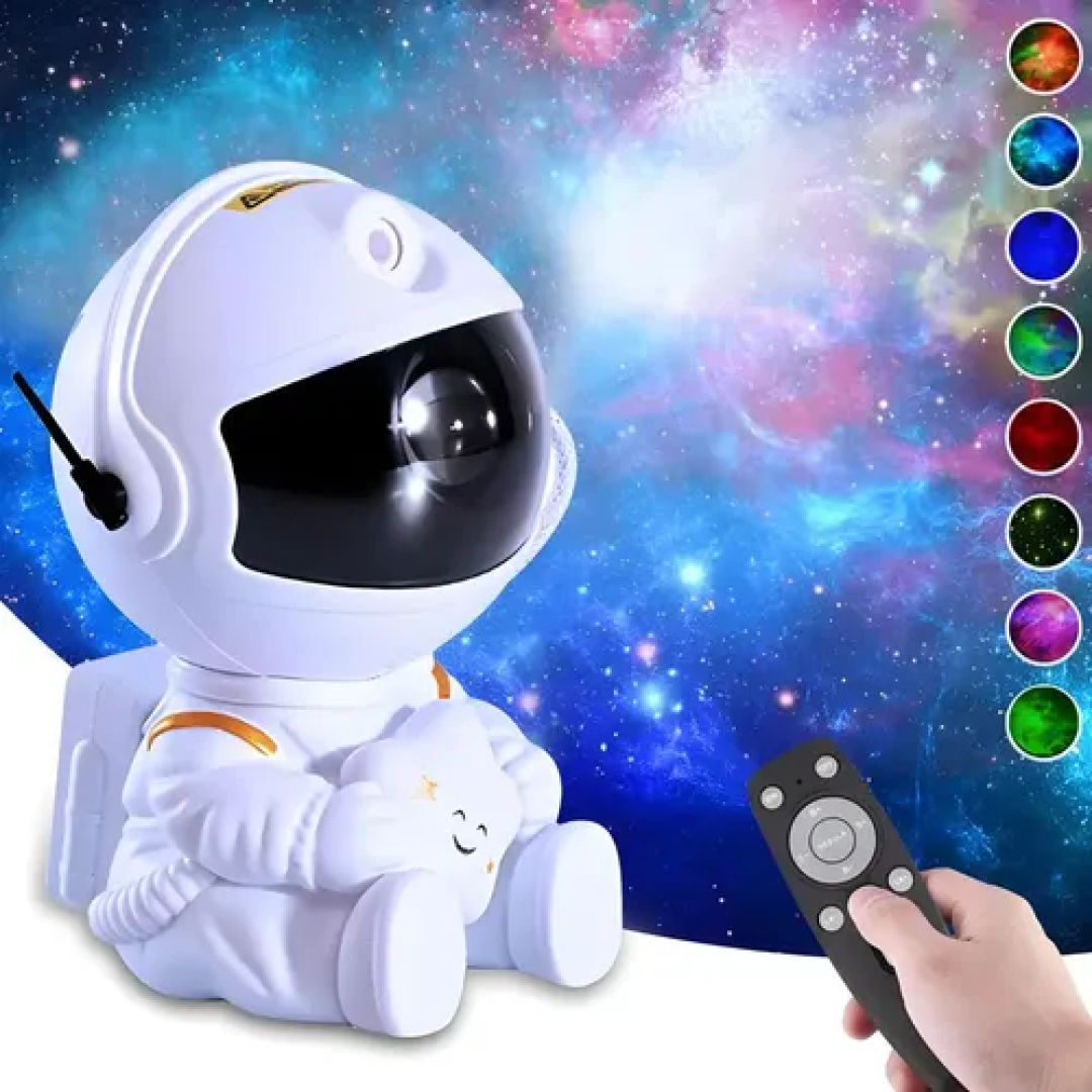 Projetor Astronauta de Galáxia e Estrelas LED Com Controle Remoto USB