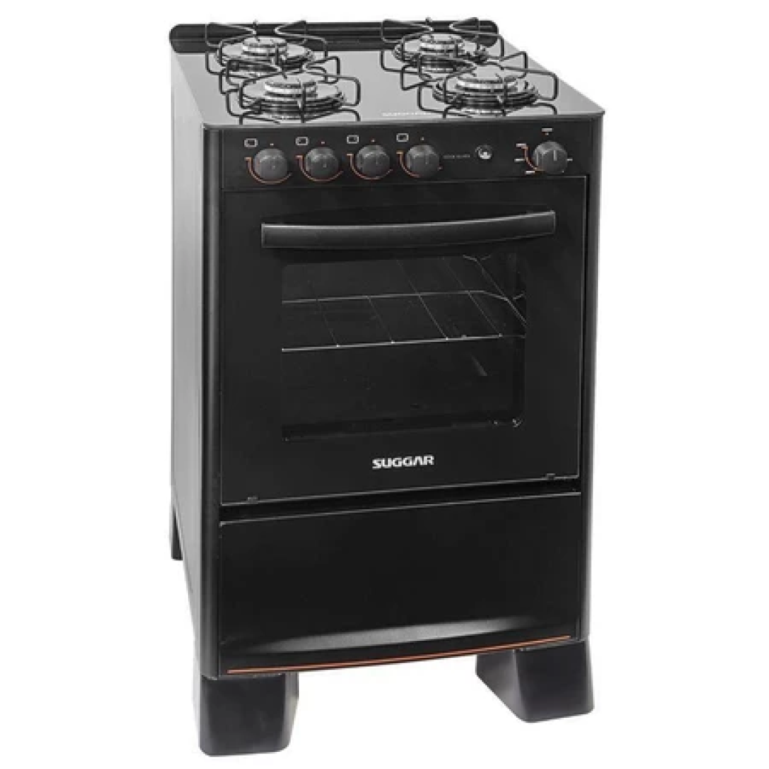 Fogão 4 Bocas Suggar Cook Glass Mesa de Vidro Preto Bivolt - Fgvcg410pt