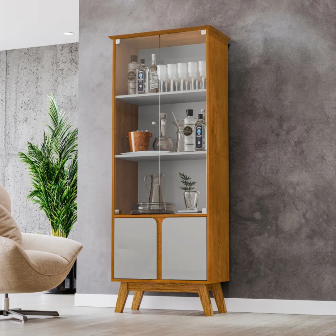 Cristaleira Madri 4 Portas Bechara Naturalle Off White