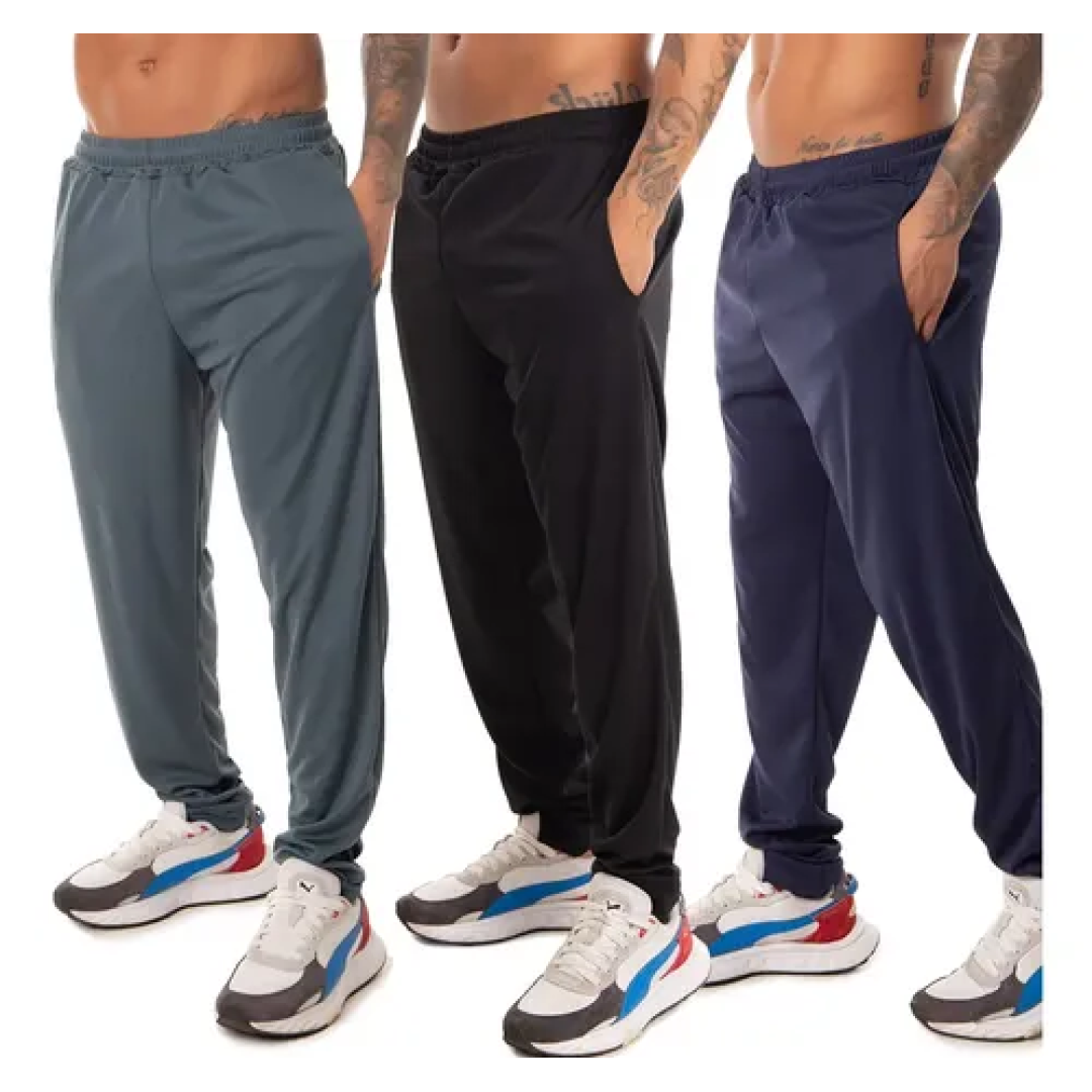 Kit com 3 Calça Esportiva Elastano Academia Treino