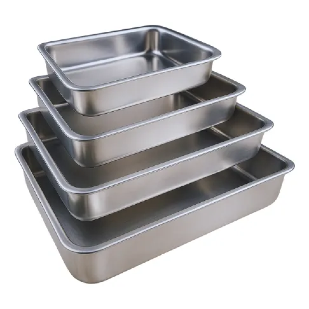 Kit 4 Assadeiras Alumínio Reforçado Retangular Forno Alta
