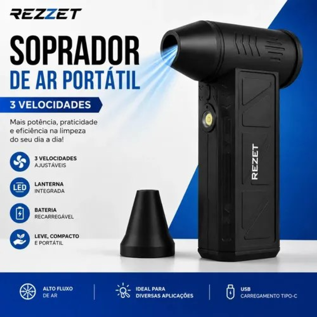 Soprador De Ar Mini Turbo Portátil USB Sem Fio Recarregável