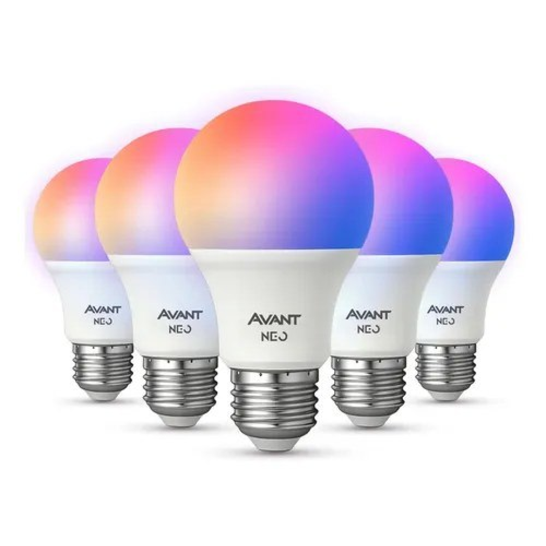 Kit 5 Led Pera Smart Inteligente Wi Fi 2.4ghz Alexa Google 10w Rgb 2700k/6500k Branco Quente/neutro/frio E27 Avant Neo
