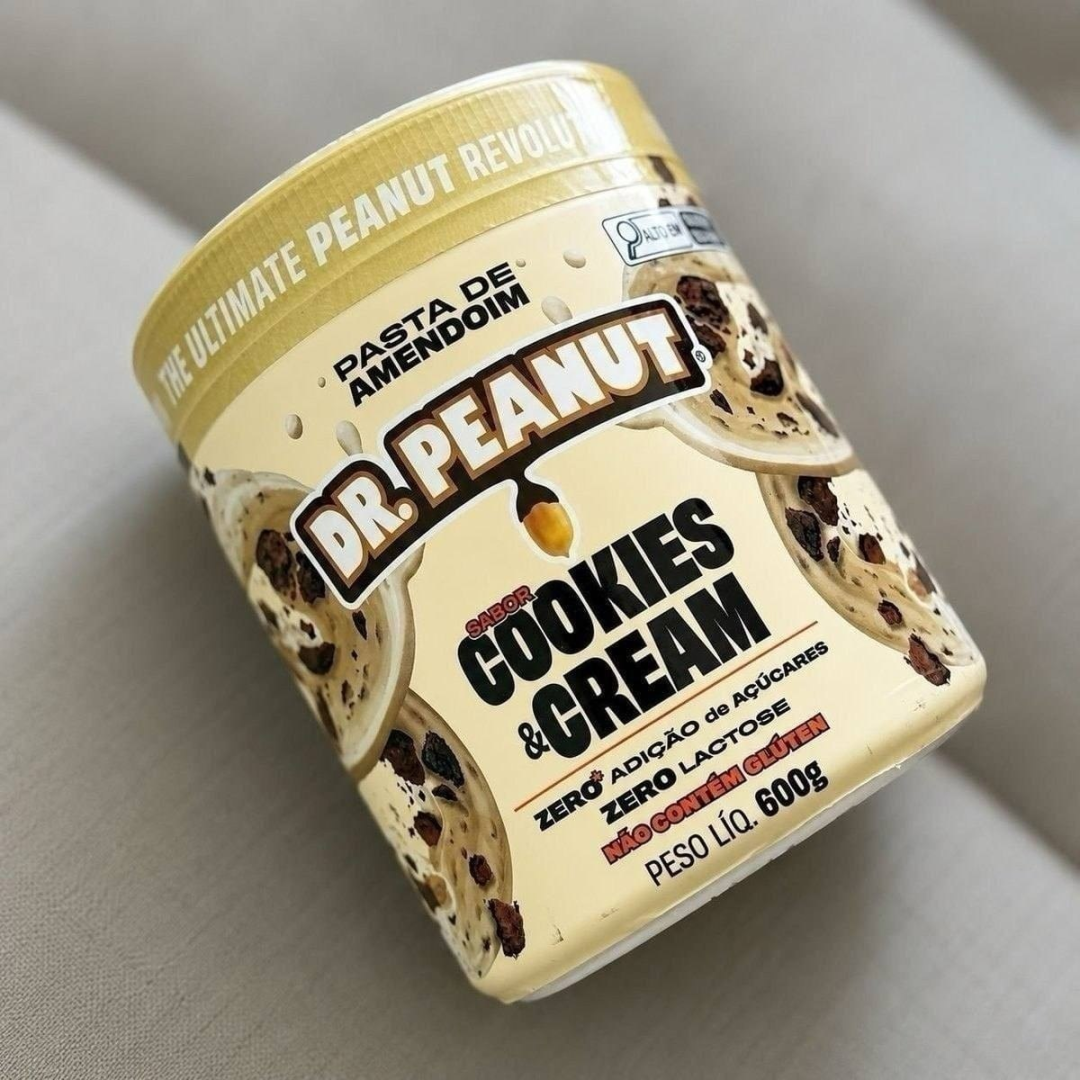 Pasta de Amendoim Dr. Peanut Cookies & Cream de 600g
