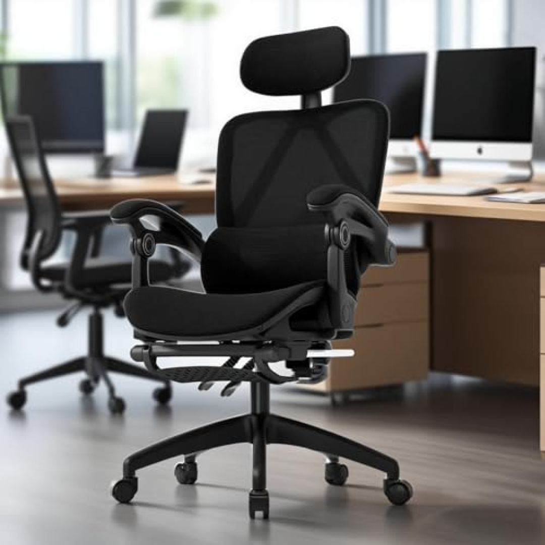 Cadeira de escritório ergonômica Nr-17 testada, reclinável até 145° com apoio para os pés, almofada de ar, cabide e apoio de cabeça ajustável Gamer e home office (Preto)