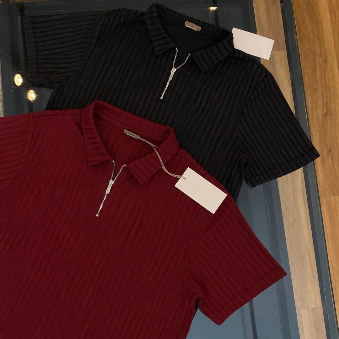 Kit com 2 Camisetas Polo Canelada com Zíper