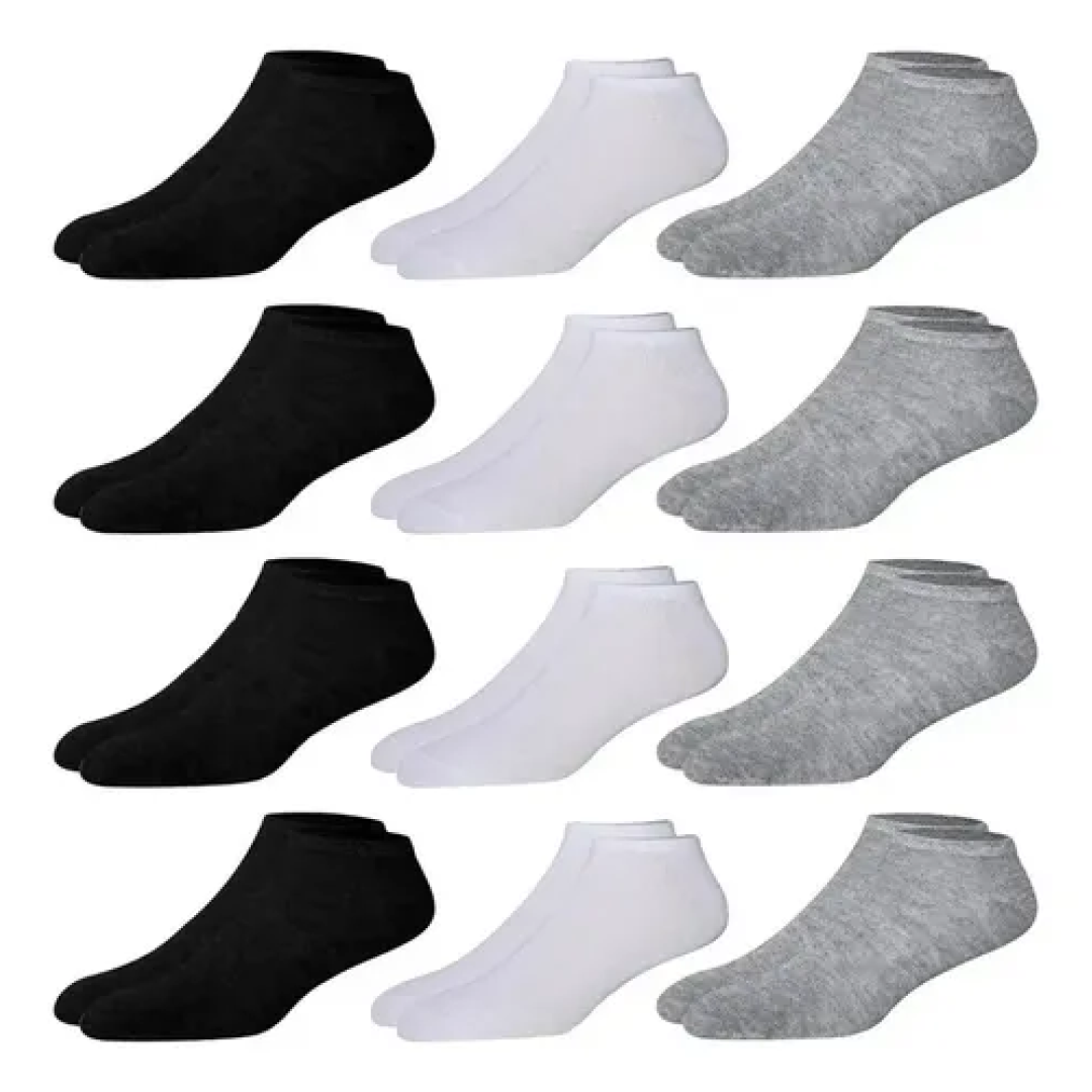Kit com 12 Pares Meia Soquete Cano Curto