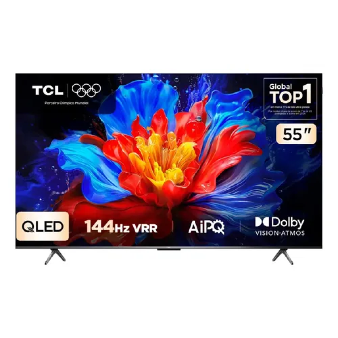 Smart TV TCL 55 Polegadas 144HZ QLED 4K P8K WiFi Bluetooth Google TV HDR10+ Dolby Atmos Vision 55P8K