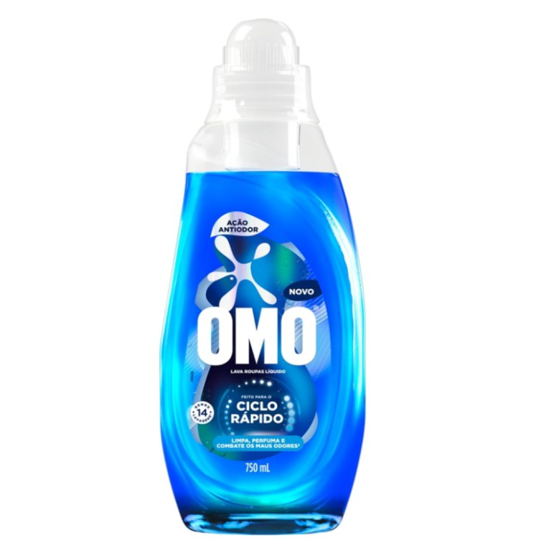 Lava-Roupas Líquido Omo Ciclo Rápido Ação Antiodor Frasco 750ml