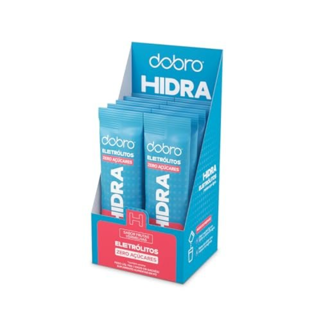 Eletrólitos, Dobro, Hidra, Suplemento em Pó, Eletrólitos Essenciais com Vitaminas, Sabor Frutas Vermelhas 10 Sachês de 7g