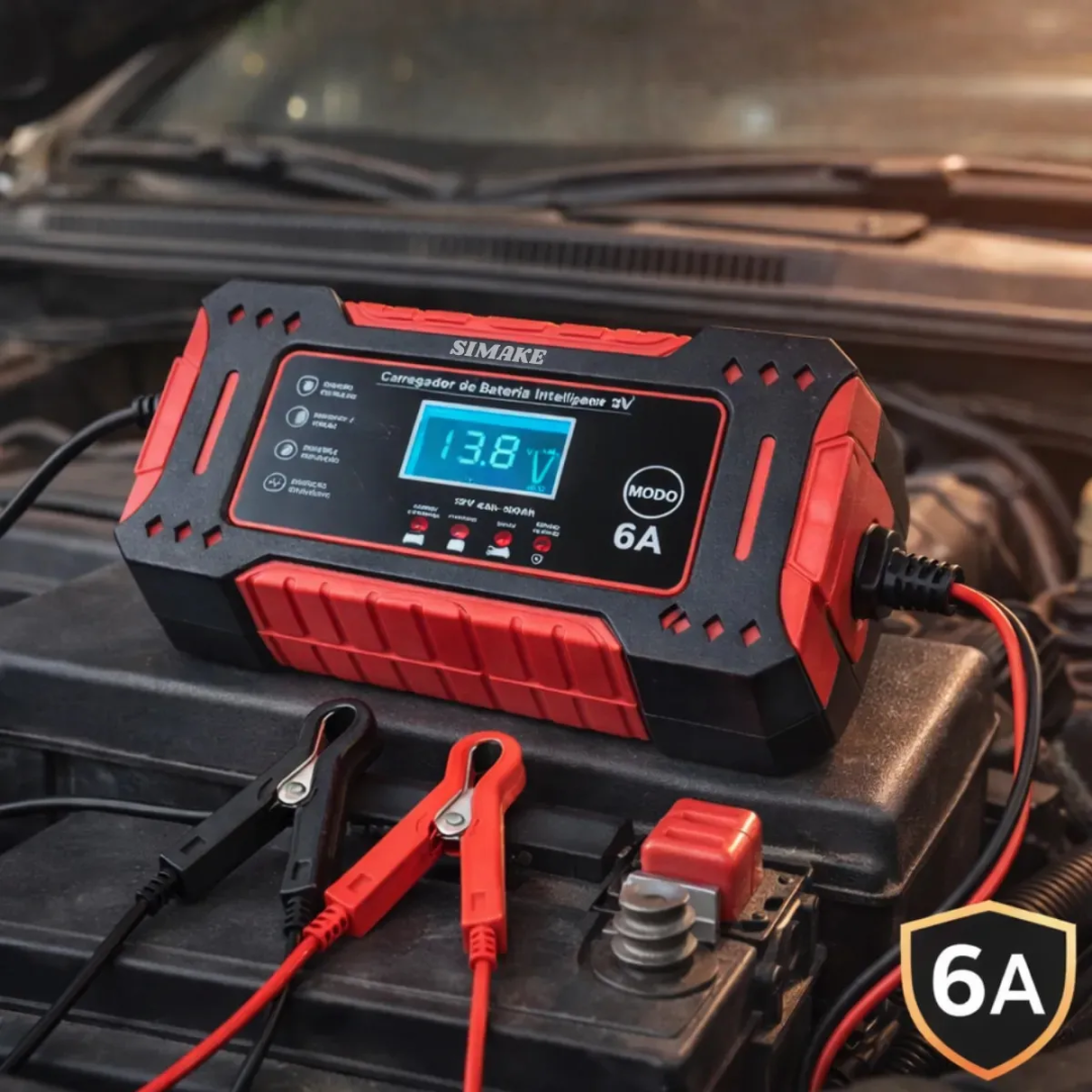 Carregador Inteligente Bateria 12v 6a Automotivo Digital Carro Caminhão Moto Lcd Carga Rápida Portátil Bivolt Reparo Auxiliar Partida Lenta Emergência