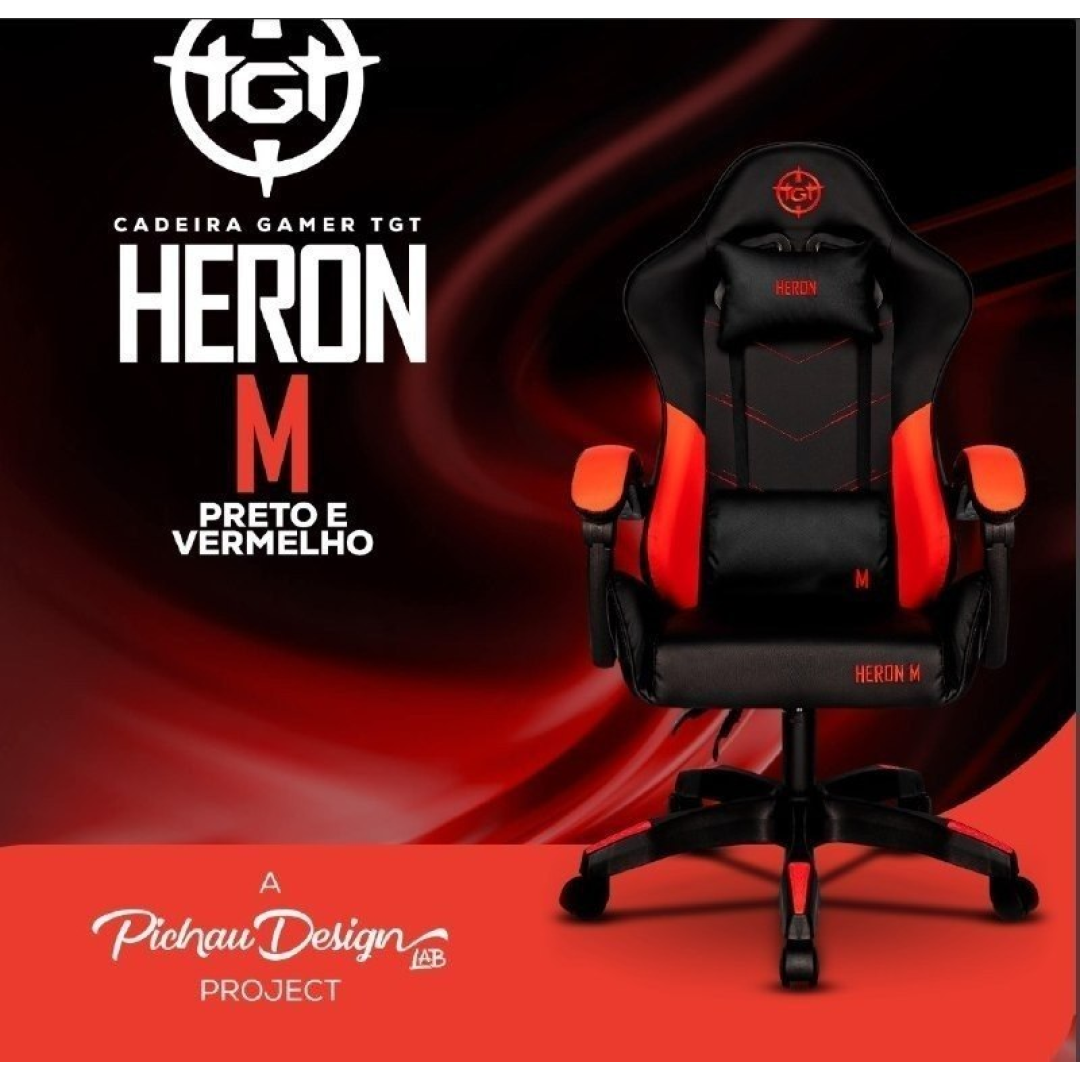 Cadeira Gamer TGT Heron M, Preto e Vermelho, TGT-HRM-RD02