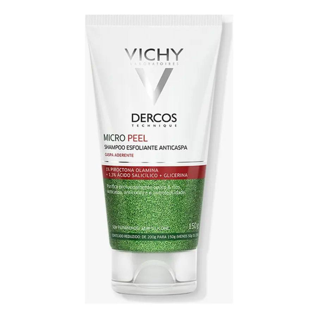 Shampoo Anticaspa Esfoliante Limpeza Profunda Ação Calmante com Ácido Salicílico e Piroctona Olamina Dercos Micro Peel Vichy, 150ml