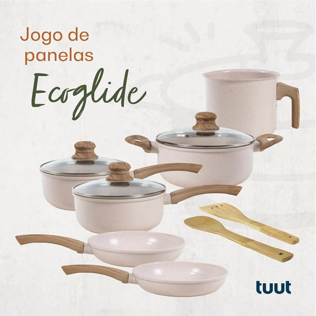 Jogo de Panelas de Alumínio Revestimento Cerâmico com Antiaderente Ecoglide Tuut Vanilla 8 peças