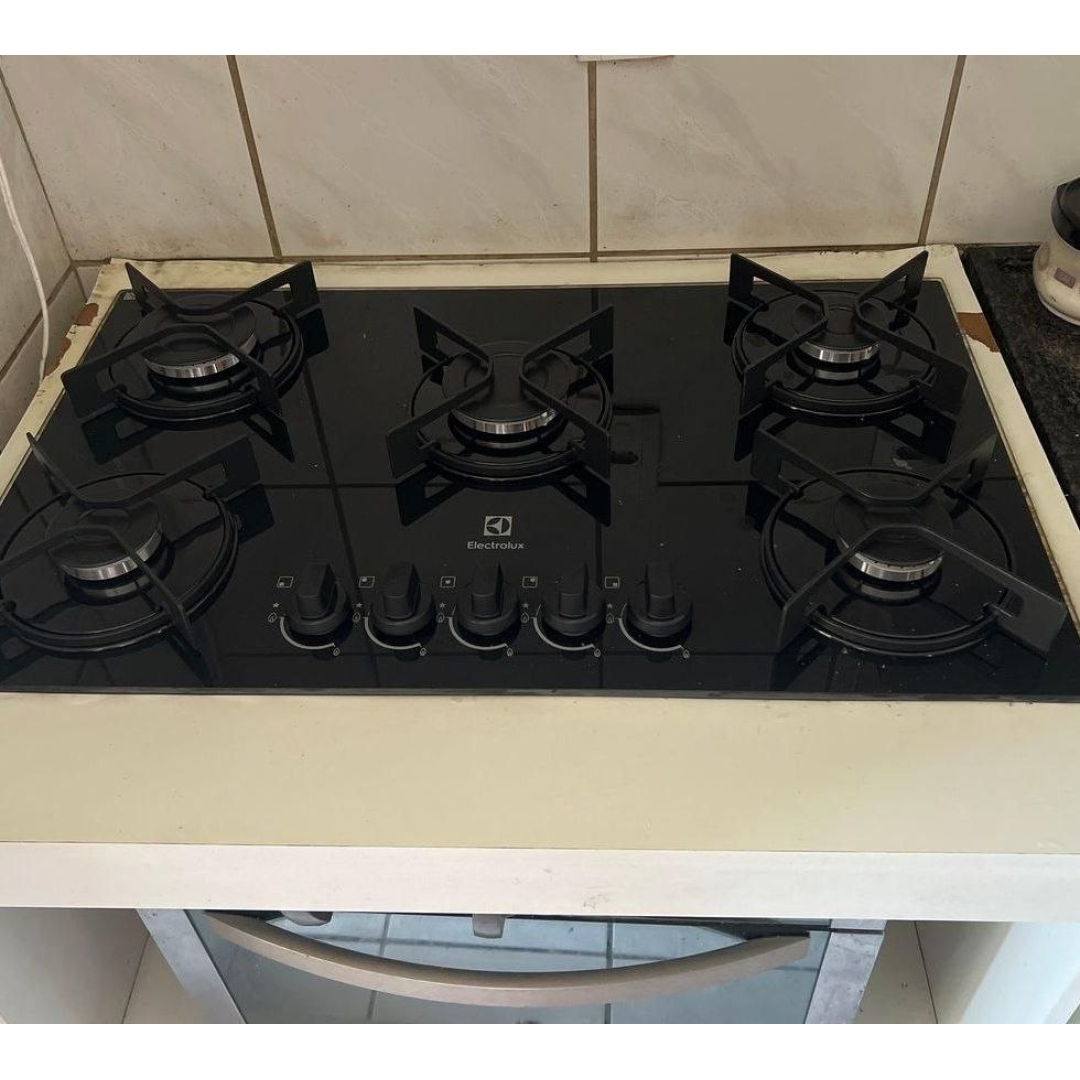 Cooktop 5 Bocas a Gás Electrolux Mesa de Vidro Efficient Grade de Aço Fosco (KE5GR) Bivolt