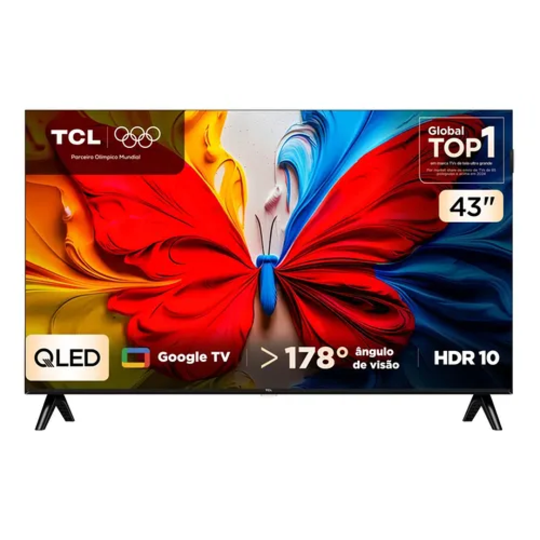 Smart Tv Tcl 43 Polegadas Qled Full Hd S5k Wifi Bluetooth Google Tv 2 Hdmi Hdr10 Dolby Audio 43s5k