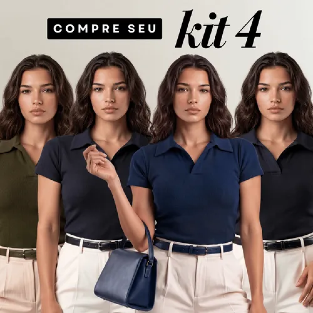 Kit com 4 Camisa Gola Polo Feminina Canelada