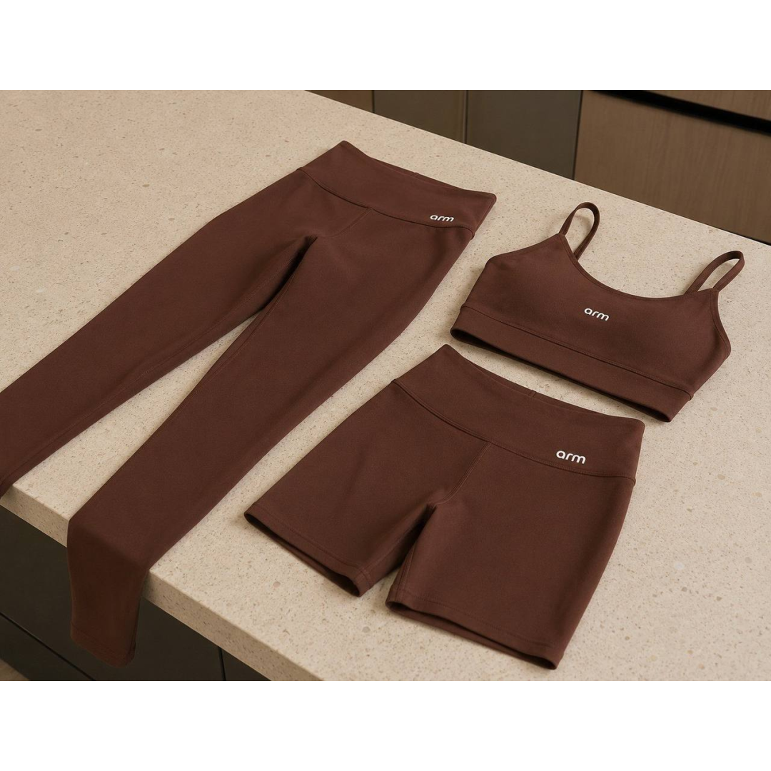 Kit Conjunto Fitness Legging E Short Powerslim + Top Alça Avelã Lisa G - G