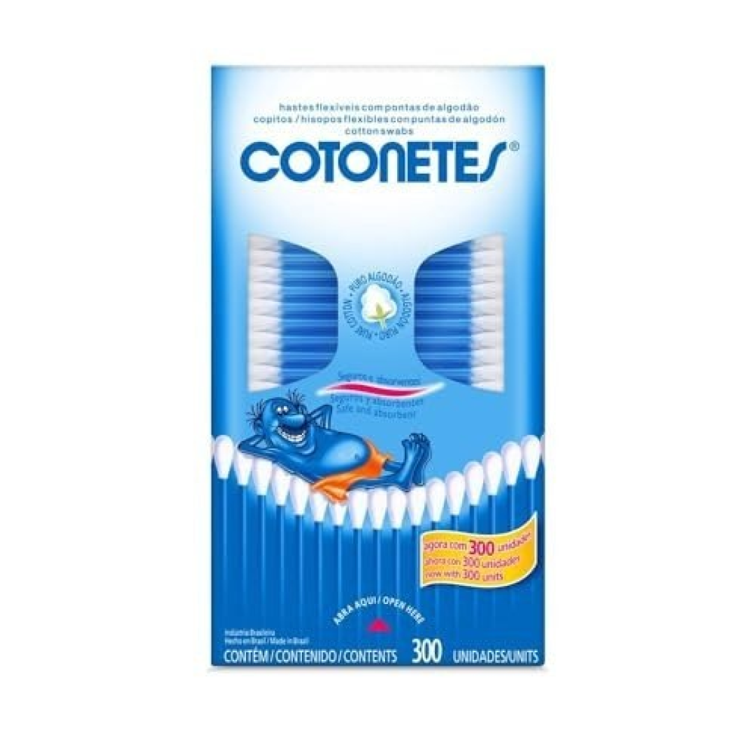 Cotonetes Hastes Flexíveis, 300 unidades