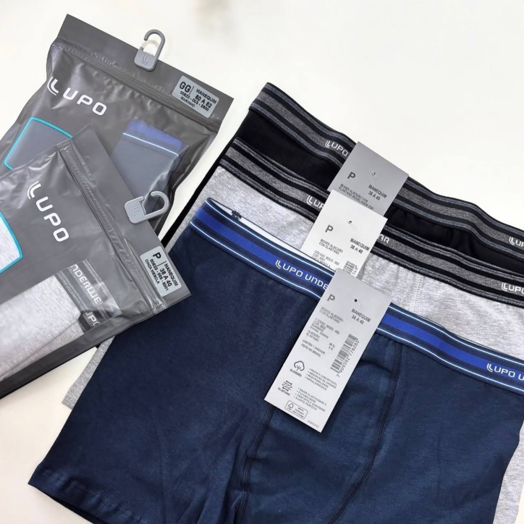Kit Com 10 Cuecas Boxer Algodão Adulto Lupo