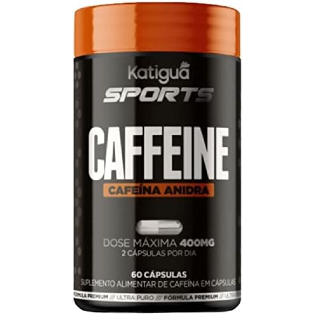 Katiguá, Caffeine, Cafeína Anidra, Sem sabor, Vegan products, 60 Cápsulas rígidas • 60 doses, Preto
