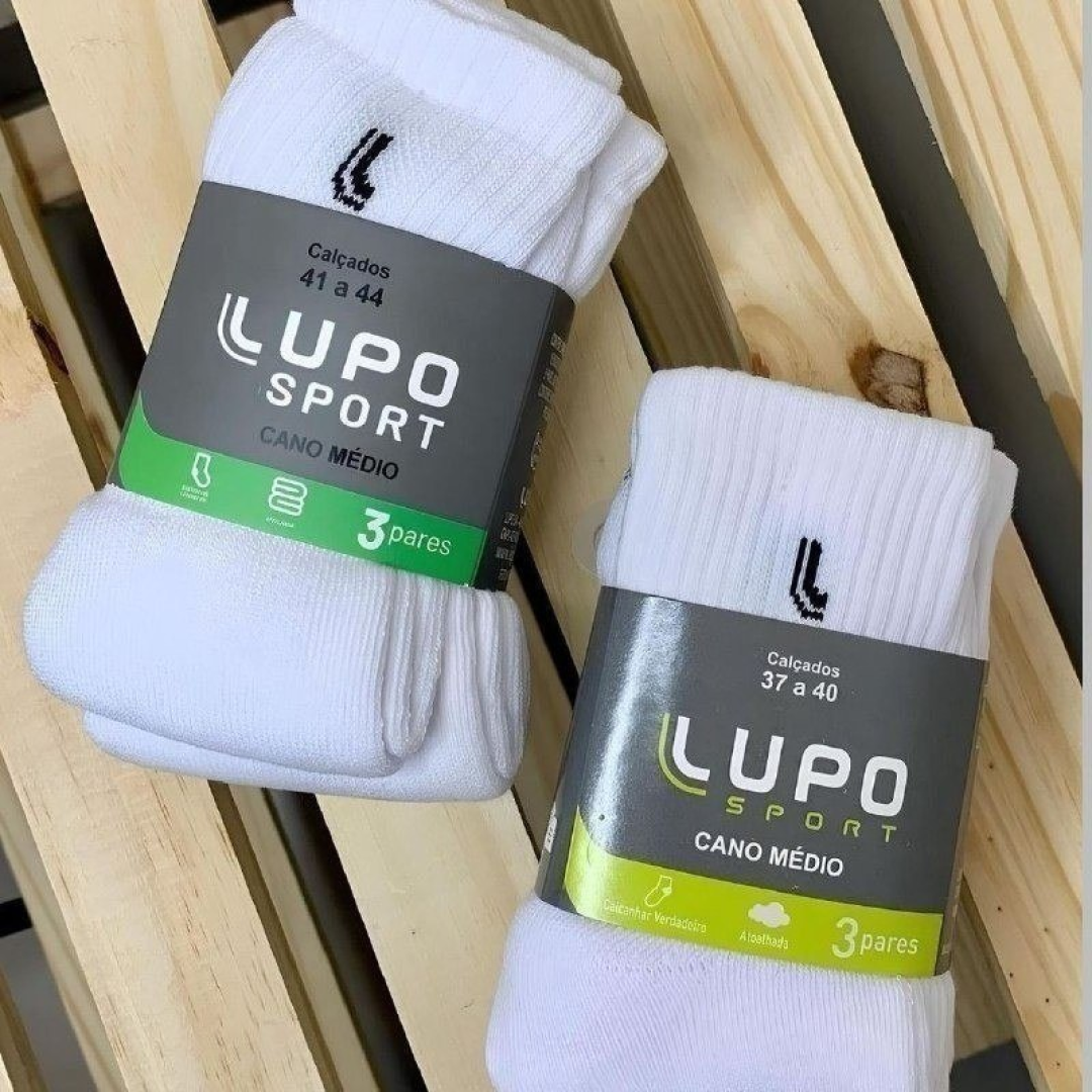 Kit com 6 Pares Meias Lupo Cano Médio