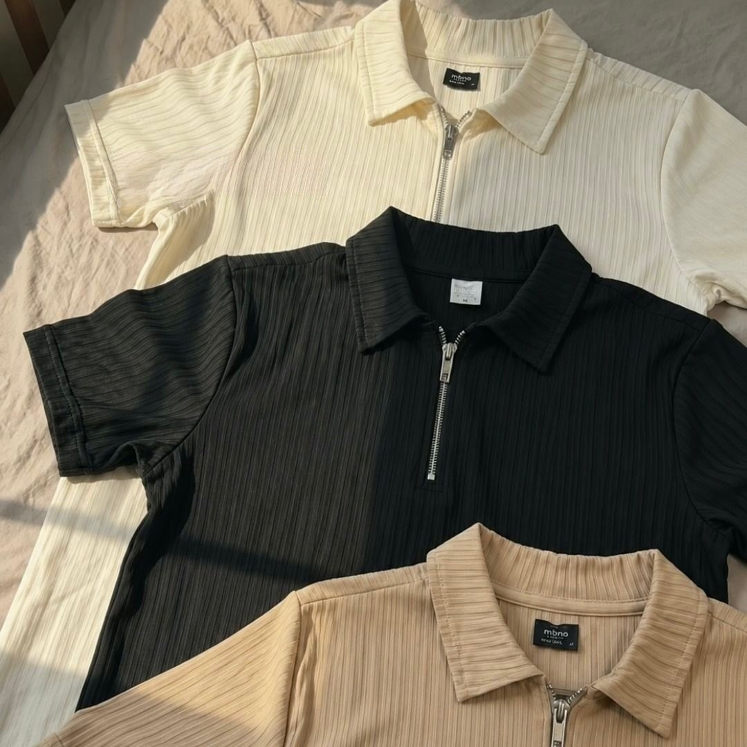 Kit com 2 Camisetas Polo Canelada Zíper