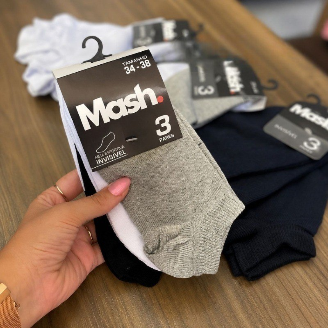 Kit com 12 Pares de Meias Soquete Mash Sapatilha