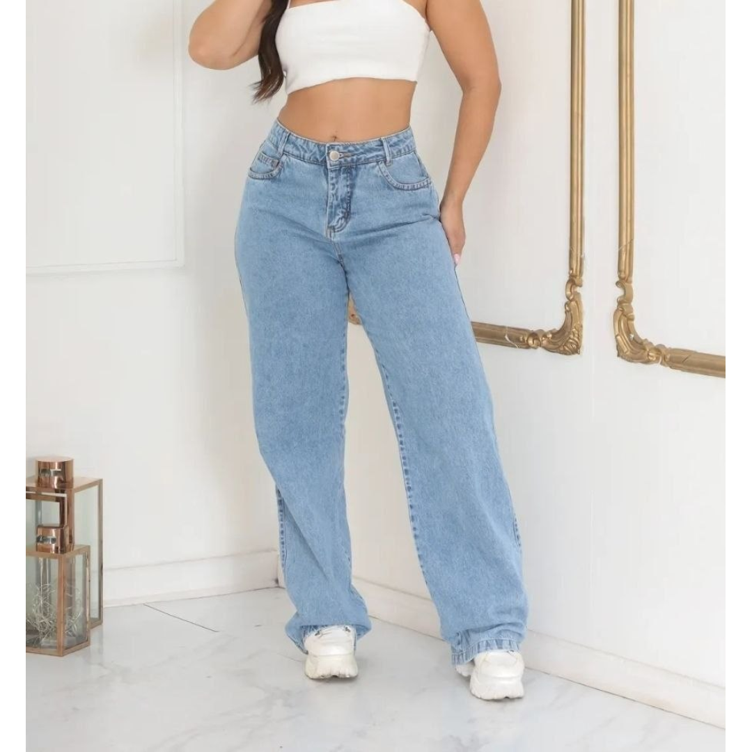 Calça Jeans Wide Leg Feminina