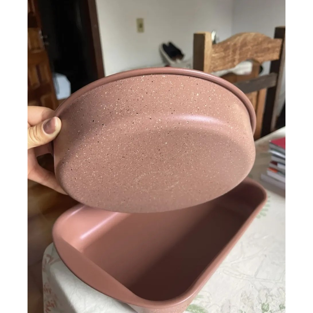 Jogo De Assadeiras Tramontina Antiaderente Brasil 2 Pç Rosa