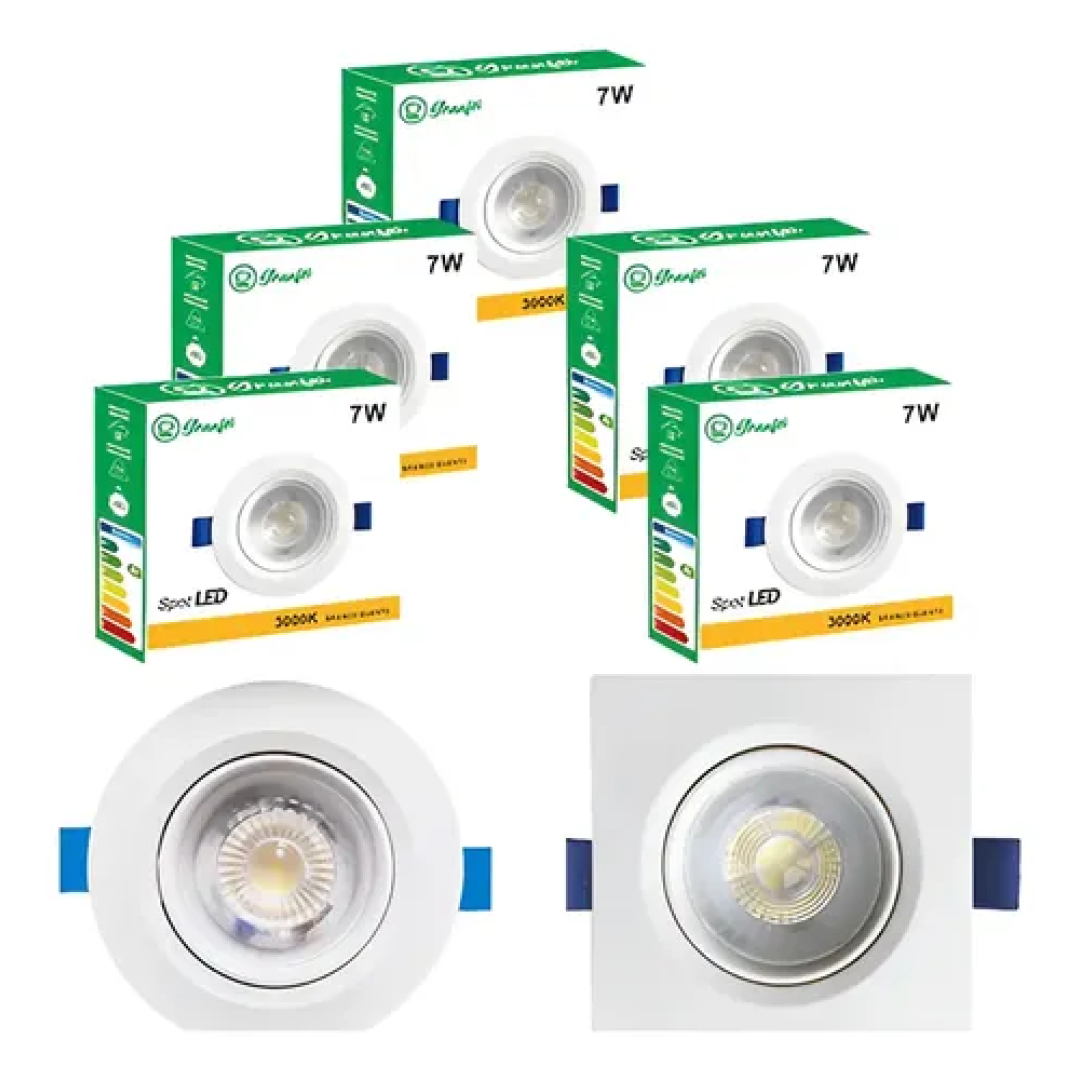 Kit com 10 Spot Luminária QD/RD Frio 6500k Quente 3000k