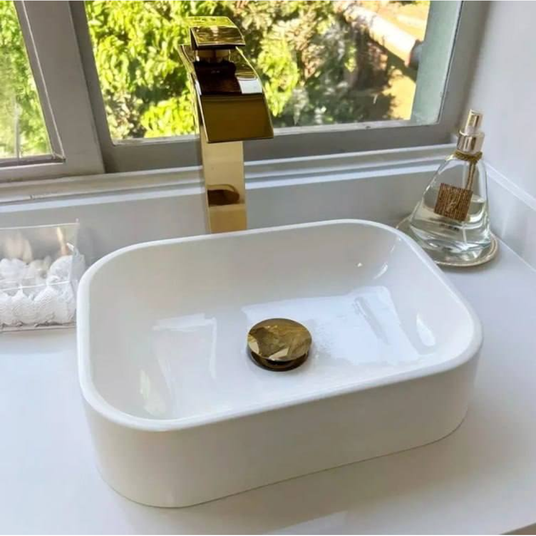 Cuba Pia De Apoio Sobrepor Retangular 37x27 Branca Para Banheiro Lavabo Beltempo BT-2010