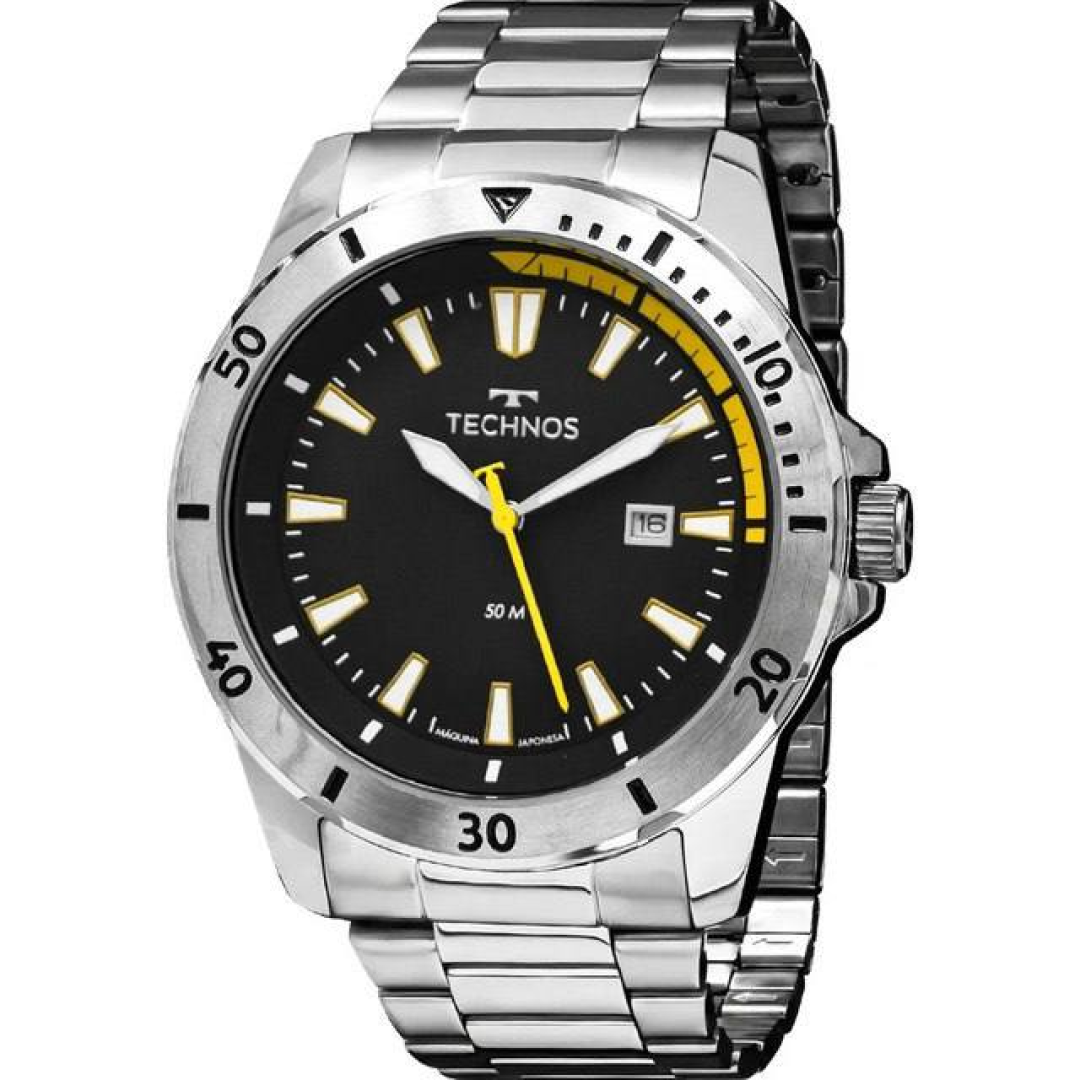 Relógio Technos Masculino Militar Prata A Prova D´água 2115NAQ/1P