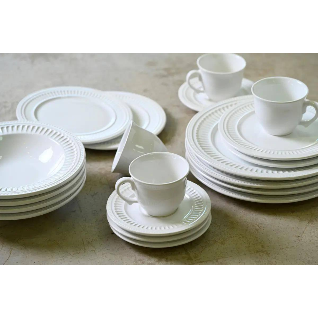 Aparelho de Jantar 20 peças Branco Poppy de Cerâmica - Scalla Cerâmica