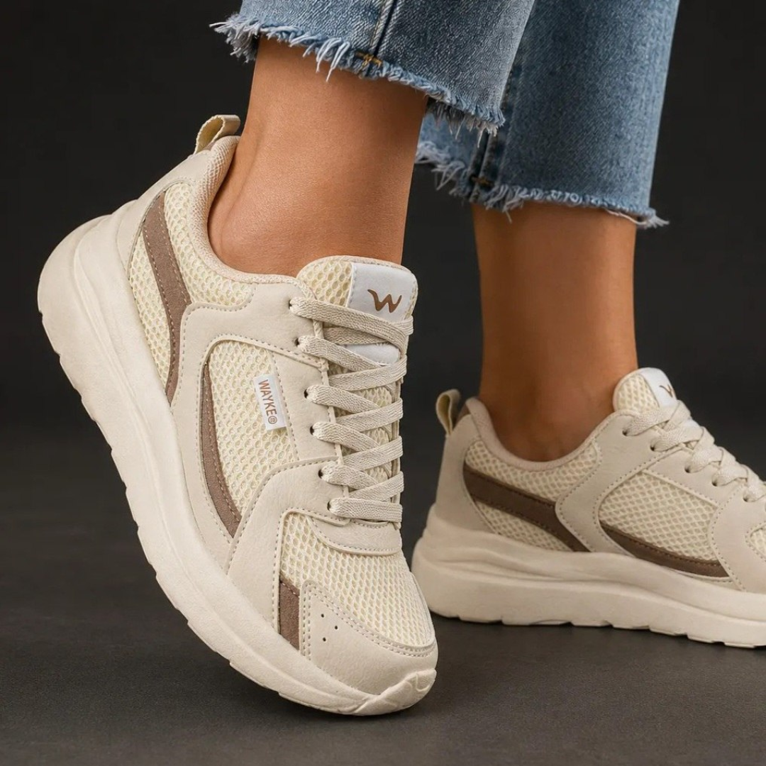 Tênis Feminino Promoção Casual Barato Confortável Lançamento Bege/marrom 39 Br