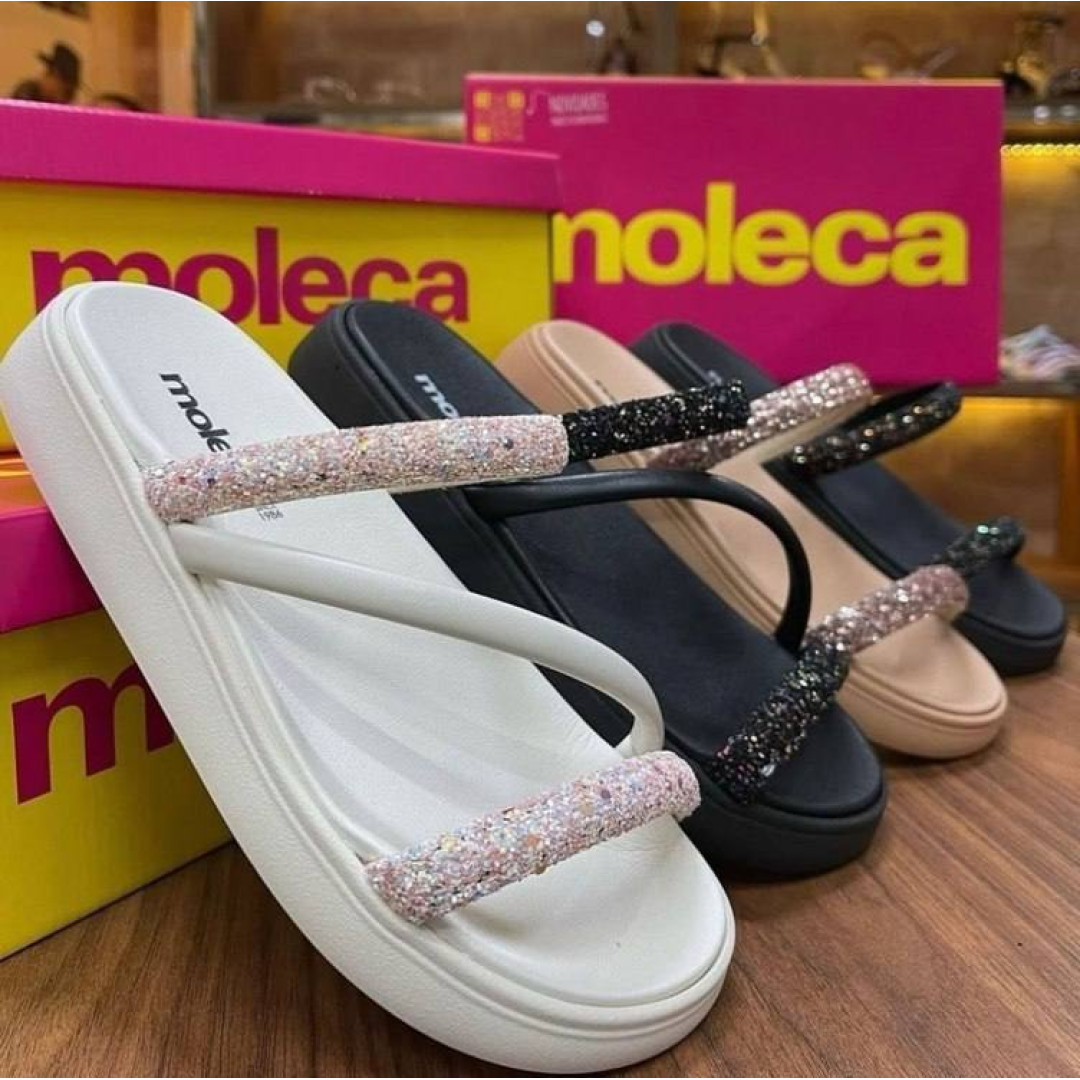 Sandalia Papete Moleca Feminina Tiras Strass Macia Original