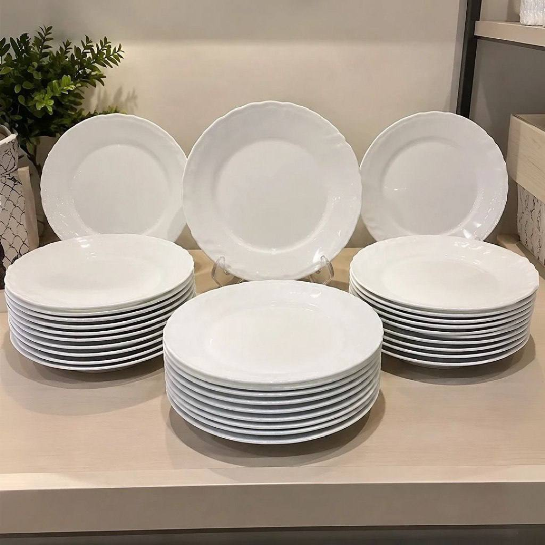 Conjunto Pratos Opaline Menu Sobremesa 24 Peças Branco Nadir